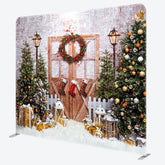 Aperturee - Aperturee Tree Gift Wood Brick Christmas Pillow Cover Backdrop